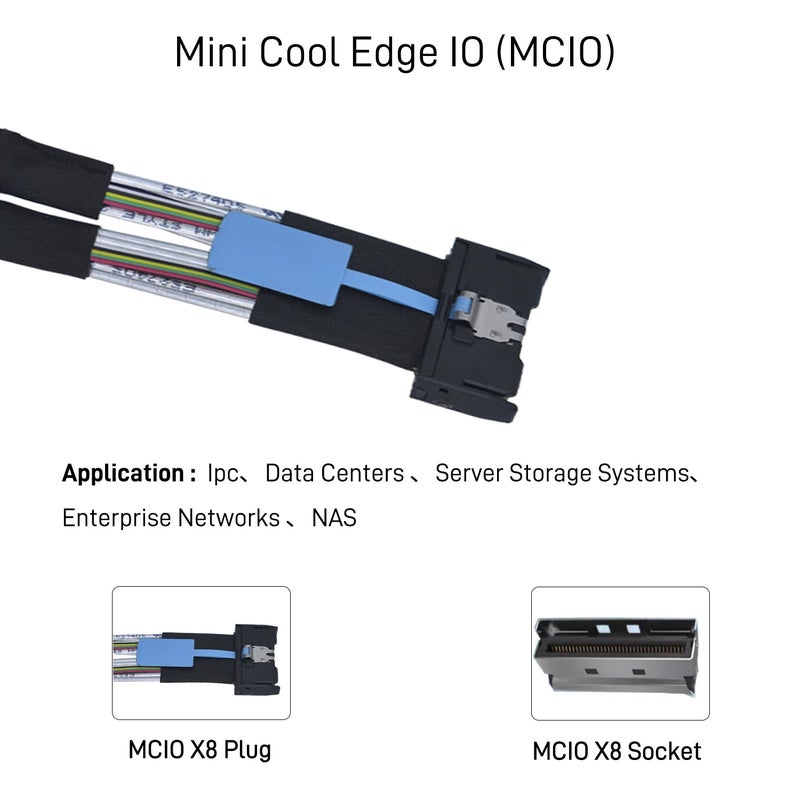 LetLinkSo PCIe 4.0 MCIO x8 to 2 x SFF-8639 Cable for U.2 NVMe SSD with 15Pin Power, 1.6ft(50 cm) - Image 5